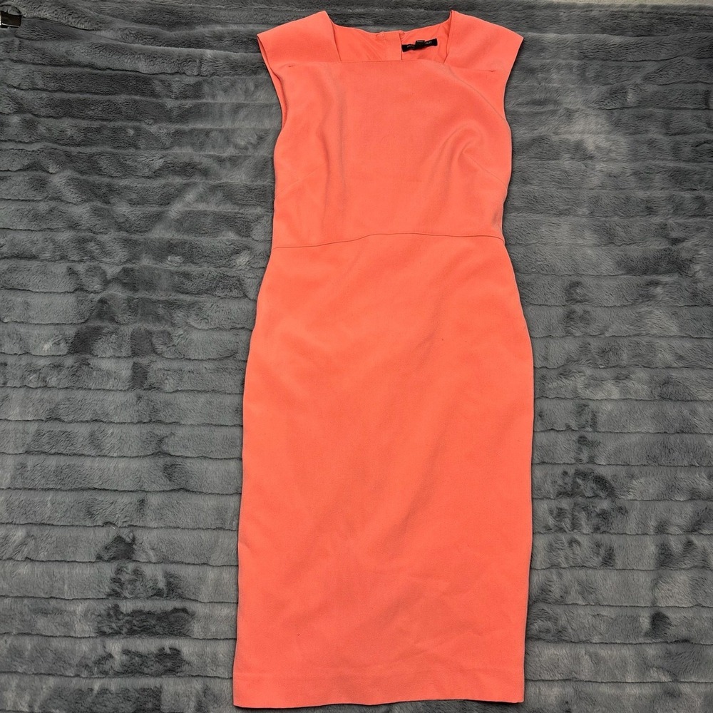 Banana Republic Womens Coral Orange Sheath Dress Square Neck Exposed Zip Size 4